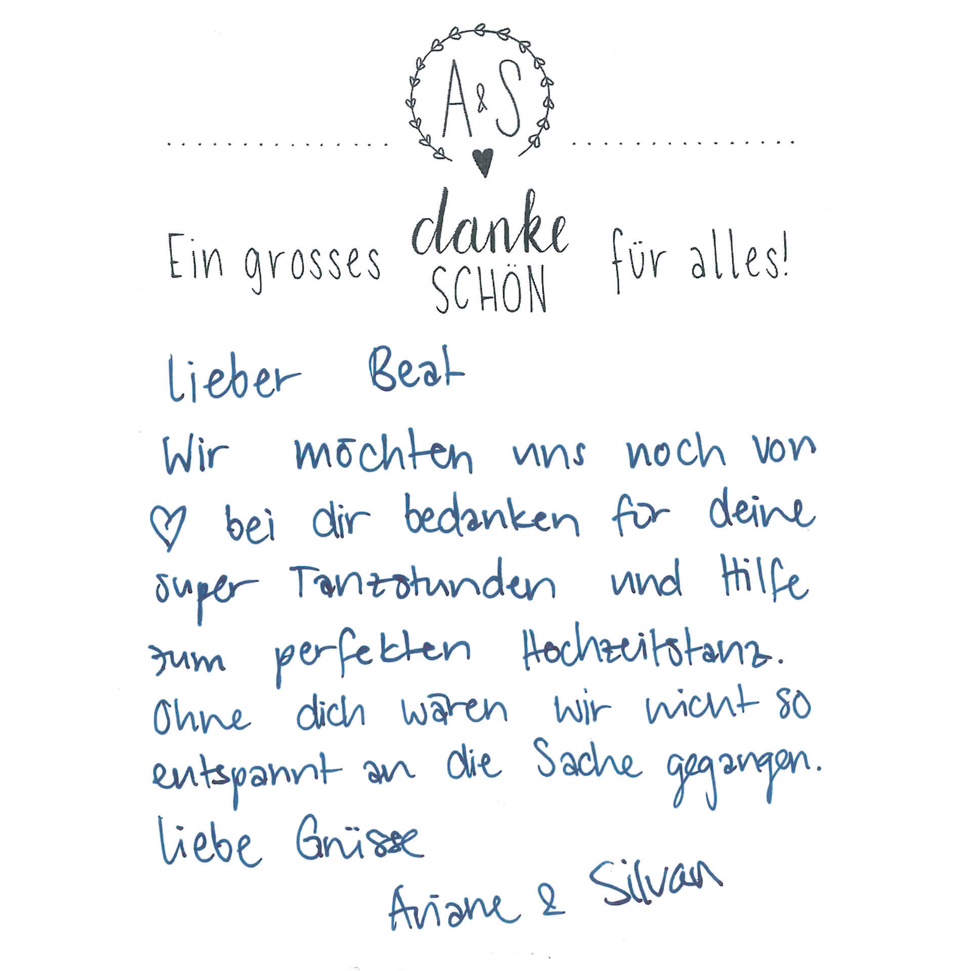 Referenz – Dankeskarte von Kunden