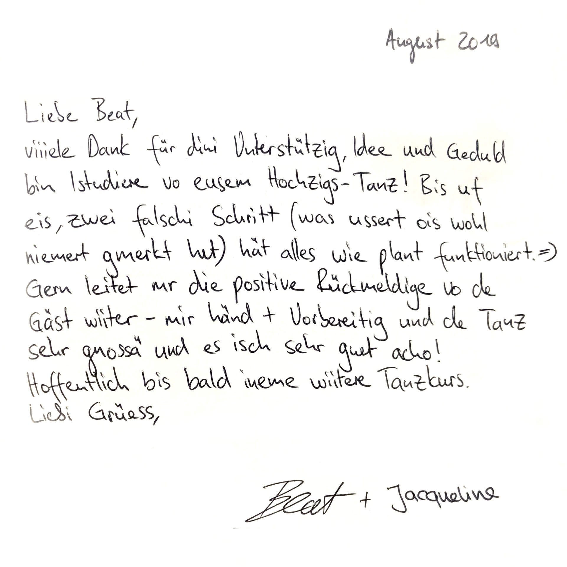 Referenz – Dankeskarte von Kunden